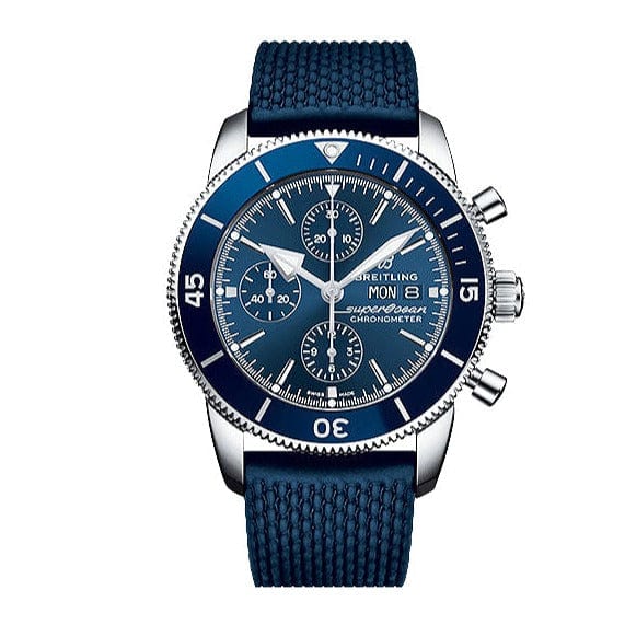 Breitling Superocean Heritage Chronograph 44 Blue Dial Blue Mesh Bracelet Watch for Men - A13313161C1S1