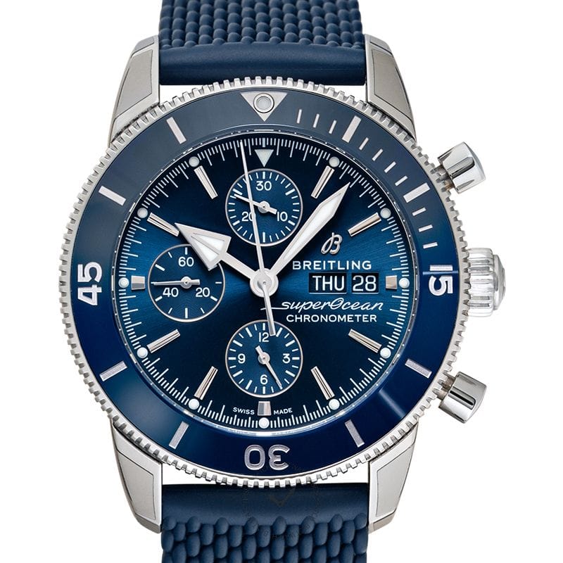 Breitling Superocean Heritage Chronograph 44 Blue Dial Blue Mesh Bracelet Watch for Men - A13313161C1S1