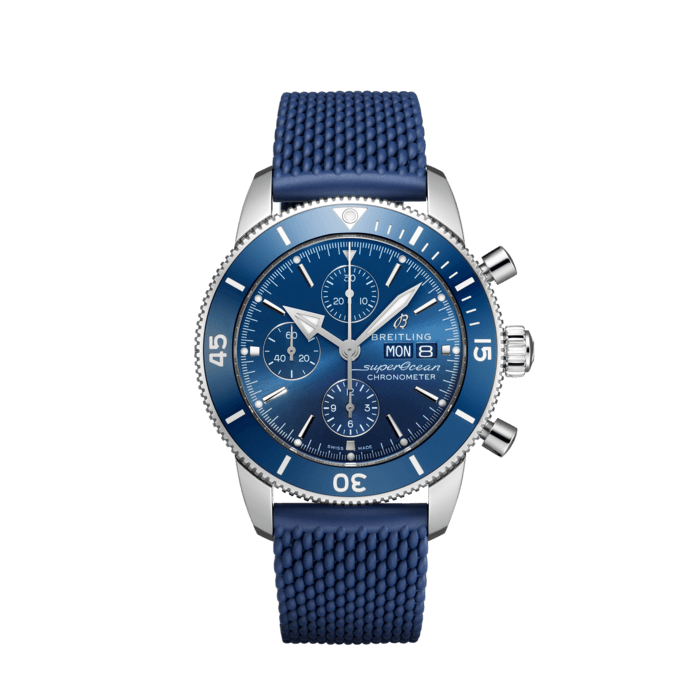 Breitling Superocean Heritage Chronograph 44 Blue Dial Blue Mesh Bracelet Watch for Men - A13313161C1S1