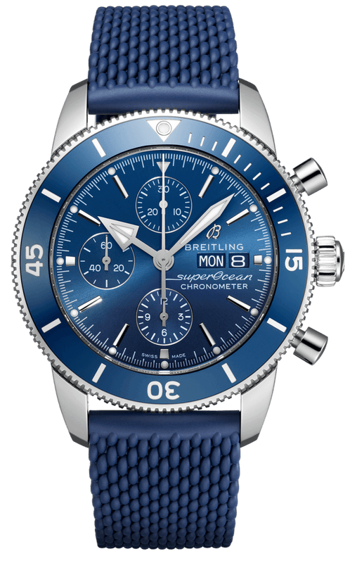 Breitling Superocean Heritage Chronograph 44 Blue Dial Blue Mesh Bracelet Watch for Men - A13313161C1S1