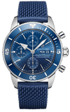 Breitling Superocean Heritage Chronograph 44 Blue Dial Blue Mesh Bracelet Watch for Men - A13313161C1S1