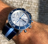 Breitling Superocean Heritage Chronograph 44 Ocean Conservancy Silver Dial Two Tone NATO Strap Watch for Men - A133131A1G1W1