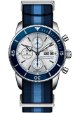 Breitling Superocean Heritage Chronograph 44 Ocean Conservancy Silver Dial Two Tone NATO Strap Watch for Men - A133131A1G1W1