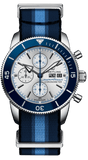 Breitling Superocean Heritage Chronograph 44 Ocean Conservancy Silver Dial Two Tone NATO Strap Watch for Men - A133131A1G1W1