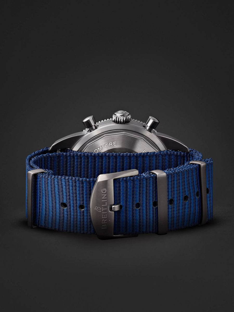 Breitling Superocean Heritage Chronograph 44 Outerknown Blue Dial Blue NATO Strap Watch for Men - M133132A1C1W1