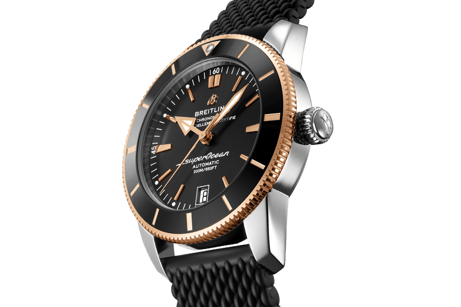 Breitling Superocean Heritage II B20 42mm Black Dial Black Mesh Bracelet Mens Watch - UB2010121B1S1