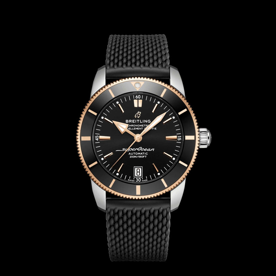 Breitling Superocean Heritage II B20 42mm Black Dial Black Mesh Bracelet Mens Watch - UB2010121B1S1