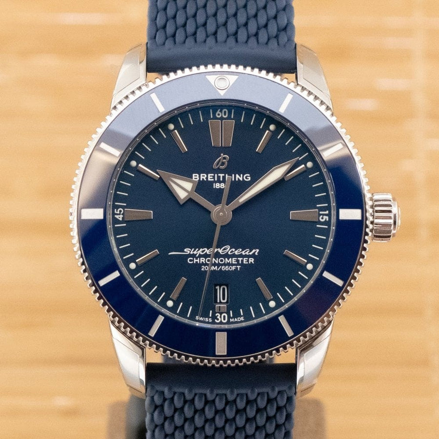 Breitling Superocean Heritage II B20 44mm Blue Dial Blue Rubber Strap Mens Watch - AB2030161C1S1