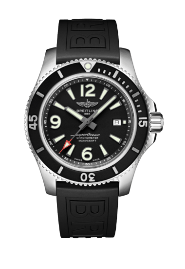 Breitling Superocean II 44mm Black Dial Black Rubber Strap Watch for Men - A17367D71B1S2