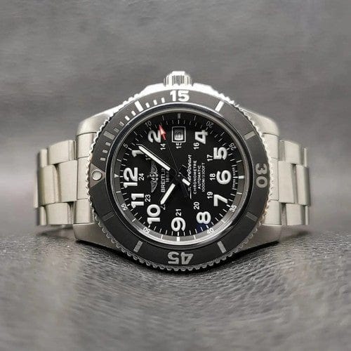 Breitling Superocean II 44mm Black Dial Black Steel Strap Watch for Men - A17392D71B1A1