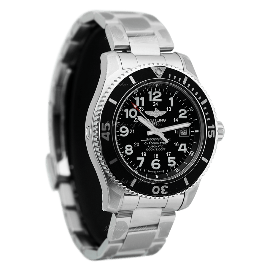 Breitling Superocean II 44mm Black Dial Black Steel Strap Watch for Men - A17392D71B1A1