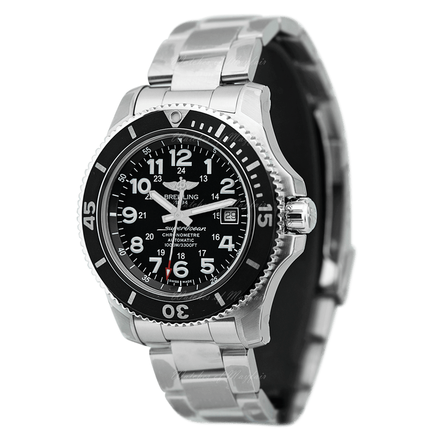 Breitling Superocean II 44mm Black Dial Black Steel Strap Watch for Men - A17392D71B1A1