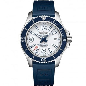 Breitling Superocean II Automatic 42mm White Dial Blue Rubber Strap Watch for Men - A17366D81A1S2
