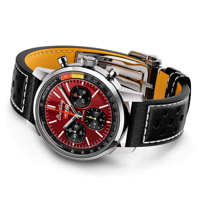 Breitling Top Time B01 Chevrolet Corvette Red Dial Black Leather Strap Watch for Men - AB01761A1K1X1