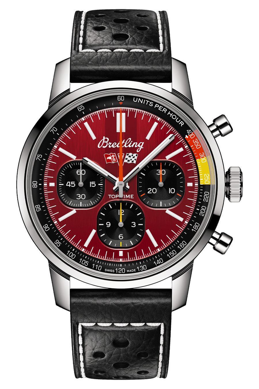 Breitling Top Time B01 Chevrolet Corvette Red Dial Black Leather Strap Watch for Men - AB01761A1K1X1