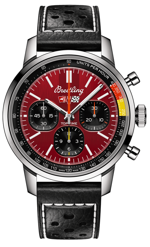 Breitling Top Time B01 Chevrolet Corvette Red Dial Black Leather Strap Watch for Men - AB01761A1K1X1