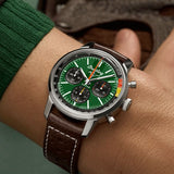 Breitling Top Time B01 Ford Mustang Green Dial Brown Leather Strap Watch for Men - AB01762A1L1X1