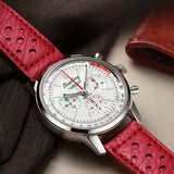 Breitling Top Time B01 Ford Thunderbird White Dial Red Leather Strap Watch for Men - AB01766A1A1X1