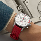 Breitling Top Time B01 Ford Thunderbird White Dial Red Leather Strap Watch for Men - AB01766A1A1X1