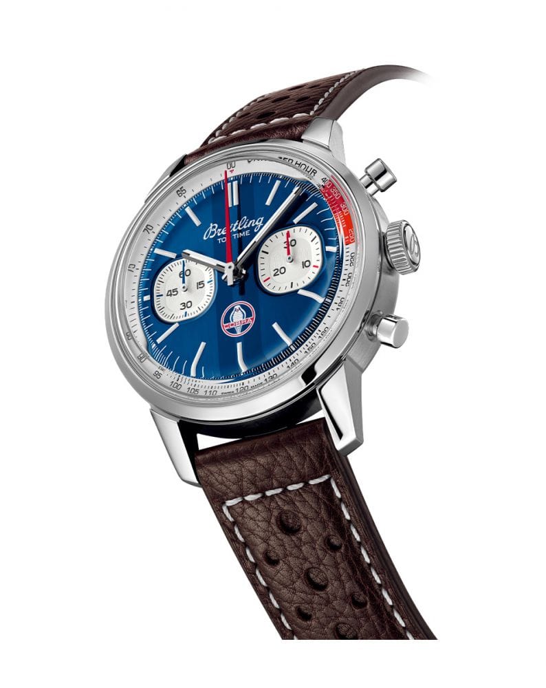 Breitling Top Time B01 Shelby Cobra Blue Dial Brown Leather Strap Watch for Men - AB01763A1C1X1
