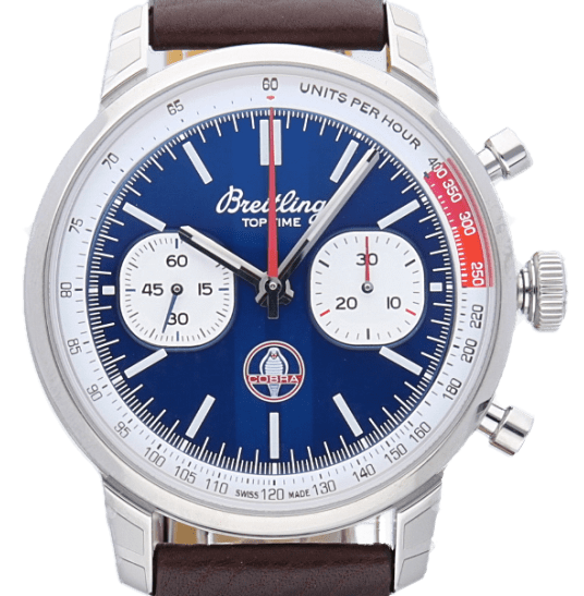 Breitling Top Time B01 Shelby Cobra Blue Dial Brown Leather Strap Watch for Men - AB01763A1C1X1