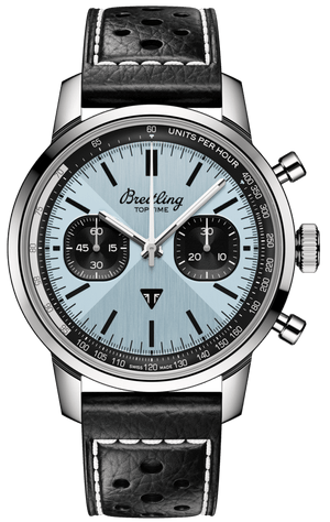 Breitling Top Time B01 Triumph Blue Dial Black Leather Strap Watch for Men - AB01764A1C1X1