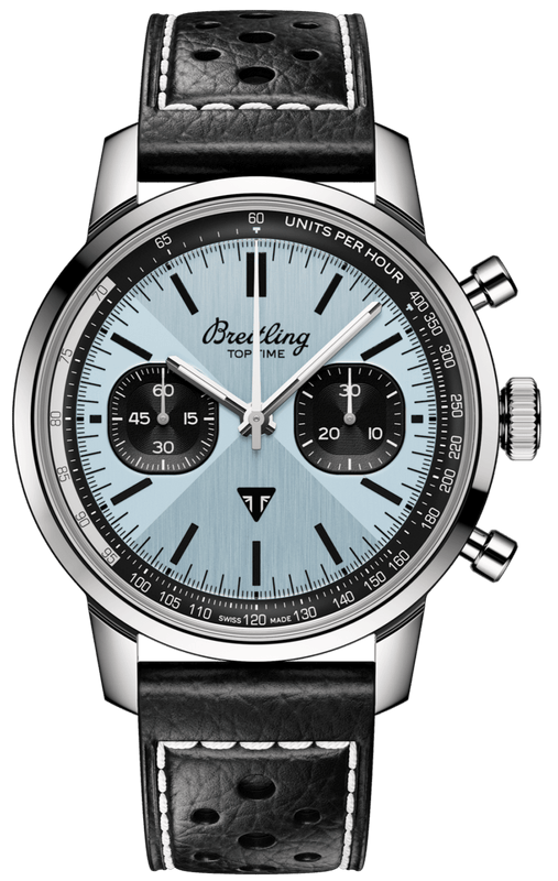 Breitling Top Time B01 Triumph Blue Dial Black Leather Strap Watch for Men - AB01764A1C1X1