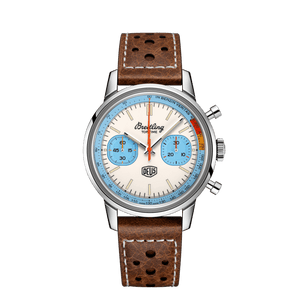 Breitling Top Time Deus Limited Edition White Dial Brown Leather Strap Watch for Men - A233112A1A1X1