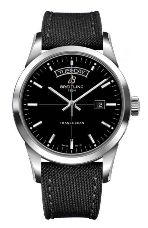 Breitling Transocean Day & Date 43mm Black Dial Black Nylon Strap Mens Watch - A4531012/BB69/109W/A20  BA.1