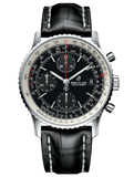 Breitling Navitimer 1 Chronograph 41mm Automatic Black Dial Black Leather Strap Mens Watch - A13324121B1P1