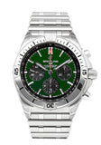 Breitling Chronomat B01 42 Green Dial Silver Steel Strap Watch for Men - AB0134101L1A1