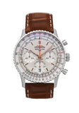 Breitling Navitimer B01 Chronograph 41 White Dial Brown Leather Strap Watch for Men - AB0139211G1P1