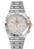 Breitling Chronomat B01 42 White Dial Silver Steel Strap Watch for Men - IB0134101G1A1