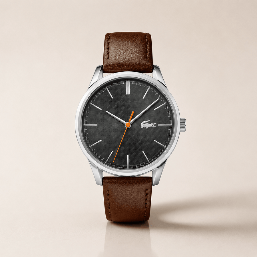 Lacoste Vienna Grey Dial Brown Leather Strap Watch for Men - 2011045