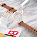 Emporio Armani Gianni T Bar Quartz Mother of Pearl White Dial Brown Leather Strap Watch For Women - AR11040