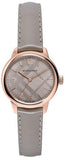 Burberry The Classic Quartz Grey Dial Grey Leather Strap Watch For Women - BU10119