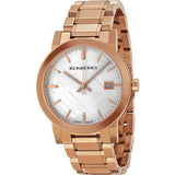 Burberry The City White Dial Rose Gold Steel Strap Watch for Women - BU9004