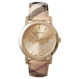 Burberry The City Gold Dial Printed Leather Strap Watch for Women - BU9026