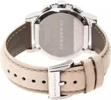 Burberry The City Chronograph Rose Gold Dial Beige Leather Strap Watch For Women - BU9702