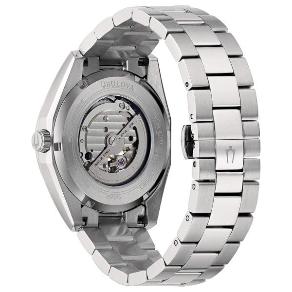 Bulova BVA Dual Aperture Black Dial Silver Steel Strap Watch for Men - 96A119