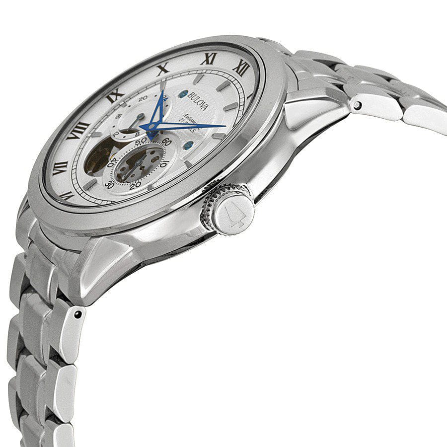 Bulova BVA Series Dual Aperture Silver Dial Silver Steel Strap Watch for Men - 96A118