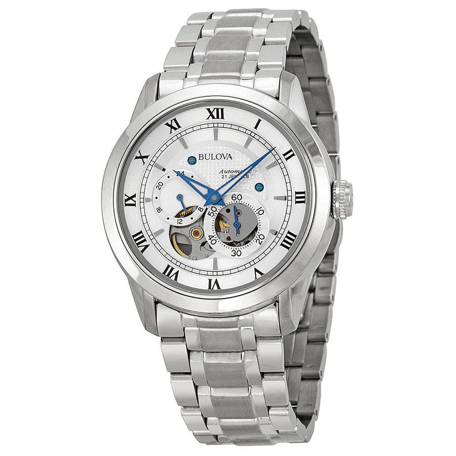 Bulova BVA Series Dual Aperture Silver Dial Silver Steel Strap Watch for Men - 96A118