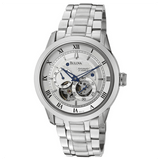 Bulova BVA Series Dual Aperture Silver Dial Silver Steel Strap Watch for Men - 96A118