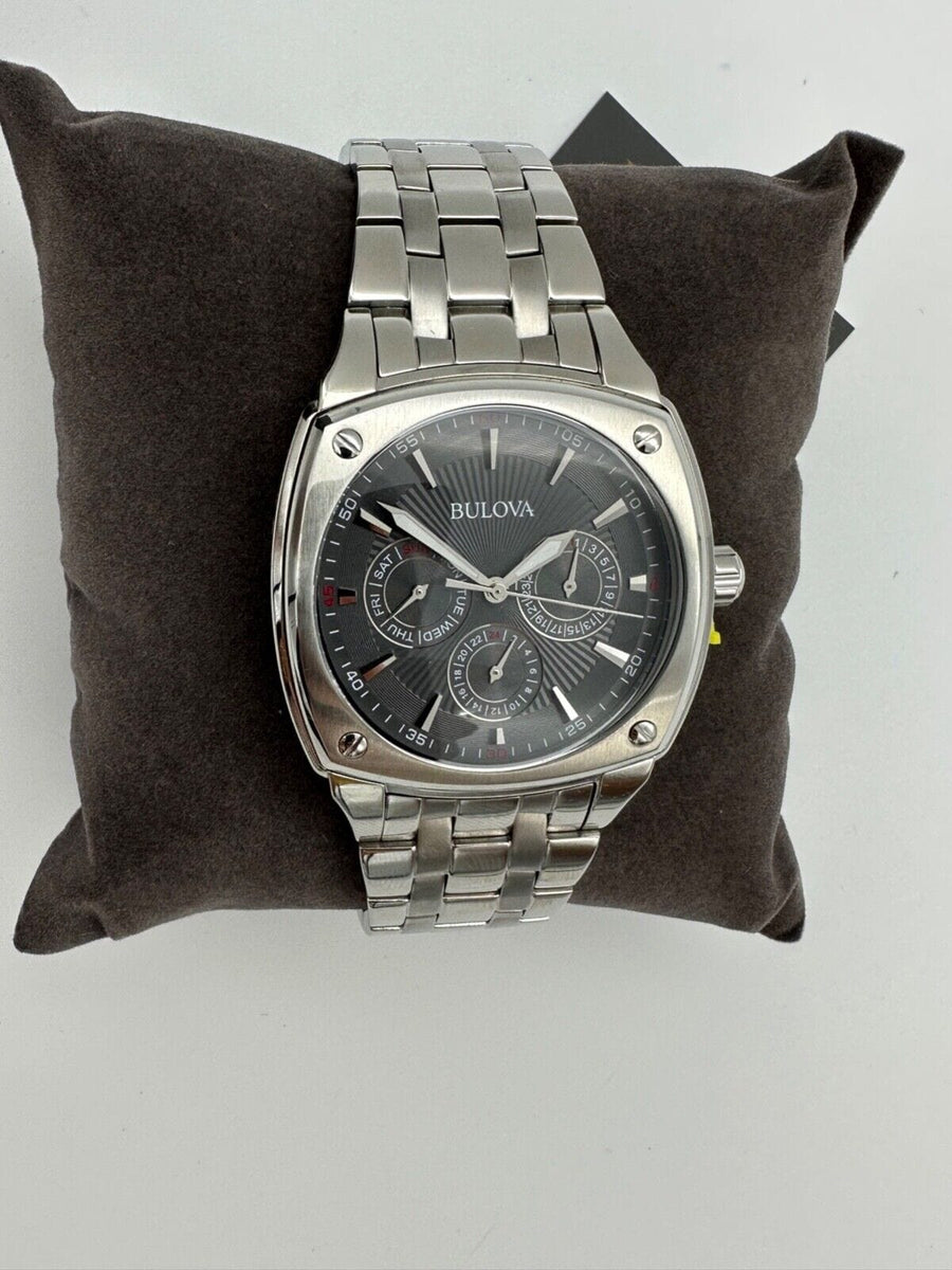 Bulova Classic Collection Multifunction Grey Dial Silver Steel Strap Watch for Men - 96C148