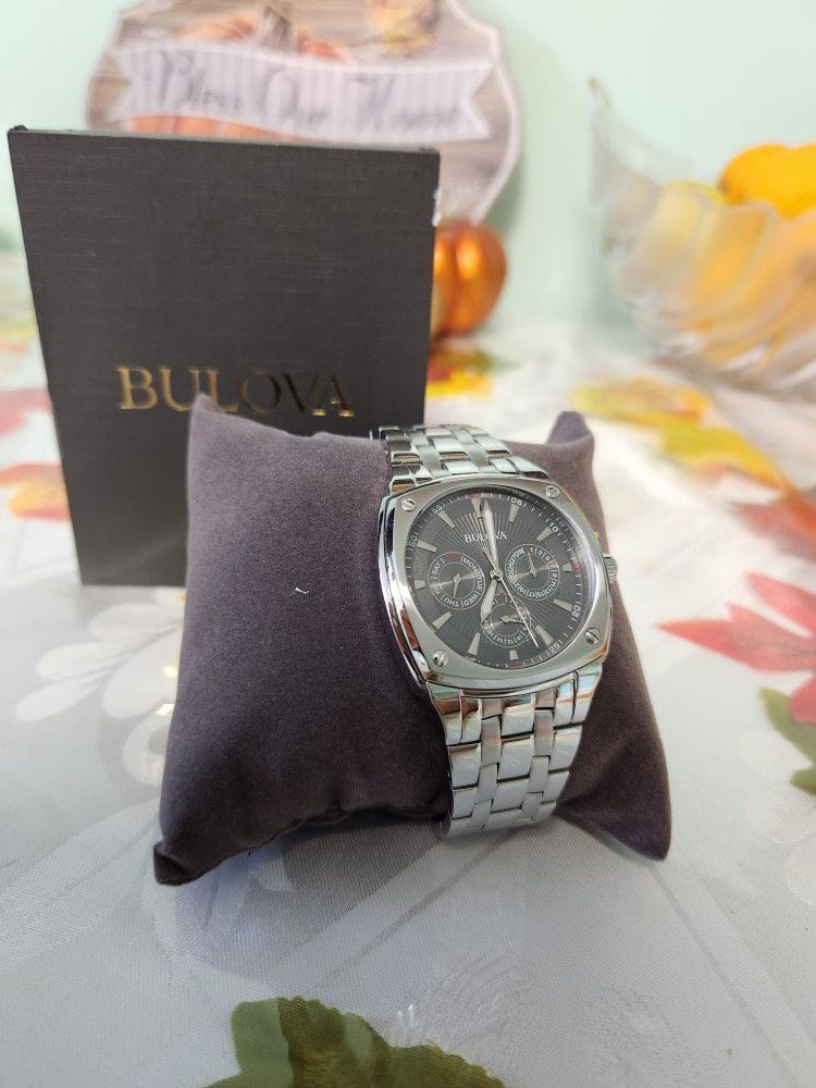 Bulova Classic Collection Multifunction Grey Dial Silver Steel Strap Watch for Men - 96C148