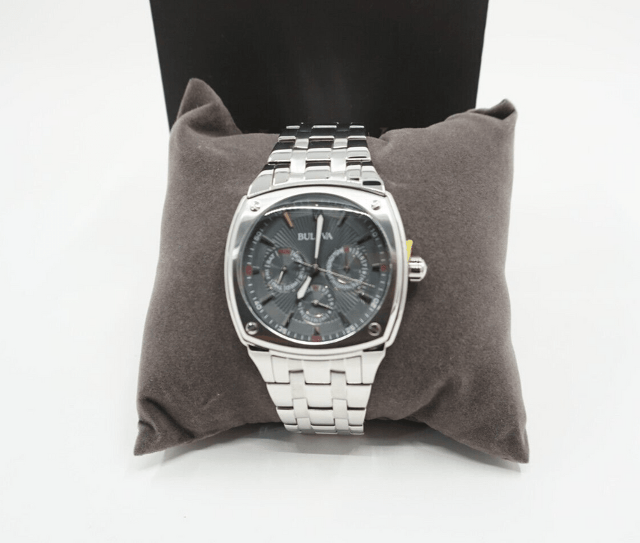 Bulova Classic Collection Multifunction Grey Dial Silver Steel Strap Watch for Men - 96C148