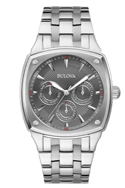 Bulova Classic Collection Multifunction Grey Dial Silver Steel Strap Watch for Men - 96C148