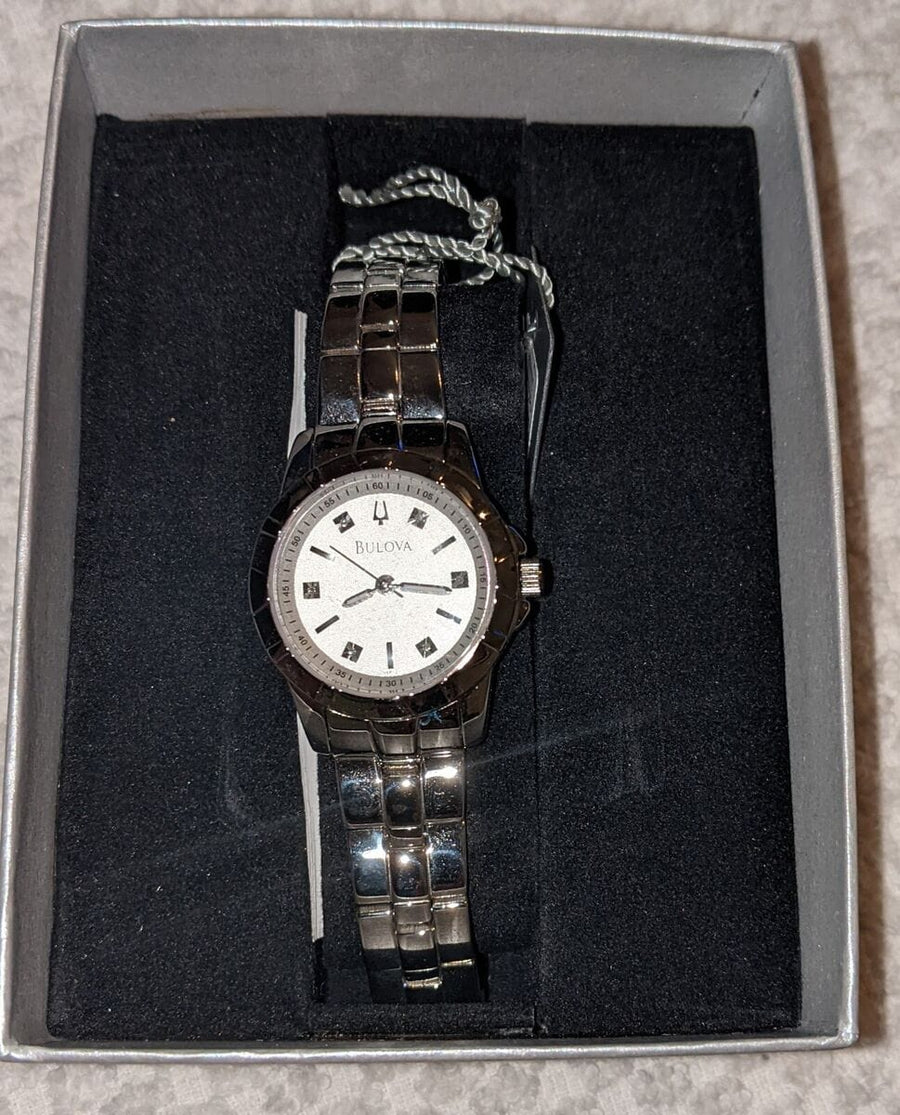 Bulova Classic Diamonds Silver Dial Silver Steel Strap Watch for Women - 96P121