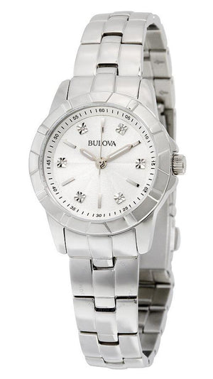 Bulova Classic Diamonds Silver Dial Silver Steel Strap Watch for Women - 96P121