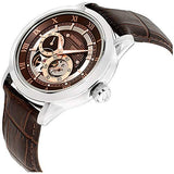 Bulova Classic Skeleton Automatic Brown Dial Brown Leather Strap Watch for Men - 96A120